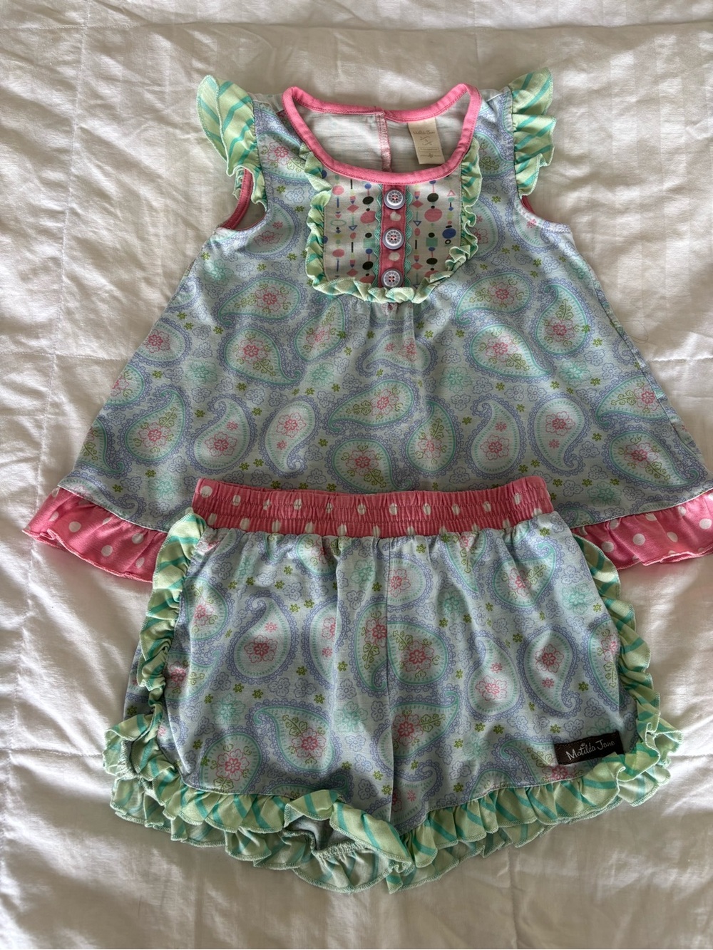 4T Matilda Jane Girls Paisley Sleep Pajama top & Shorts Set